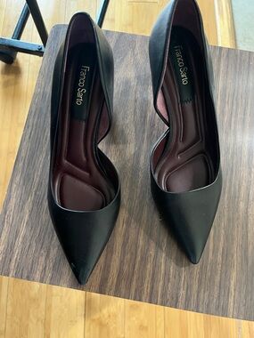 Franco Sarto Black Pointed-Toe D'Orsay Pumps
